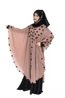 Beige plain art silk abaya