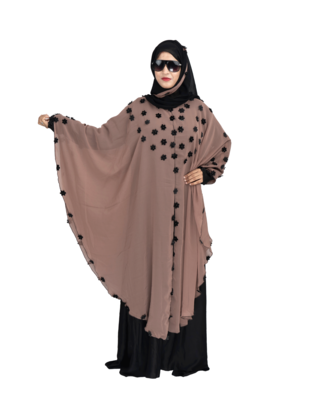 Beige plain art silk abaya 10