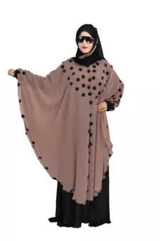Beige plain art silk abaya