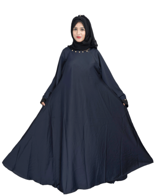 Blue plain art silk abaya 1