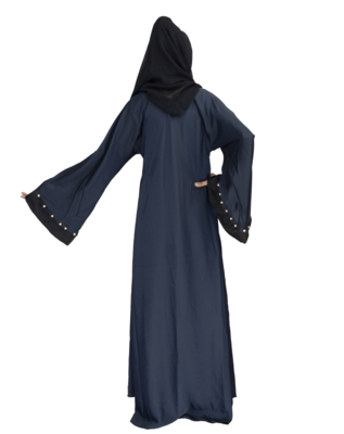 Blue plain art silk abaya 3