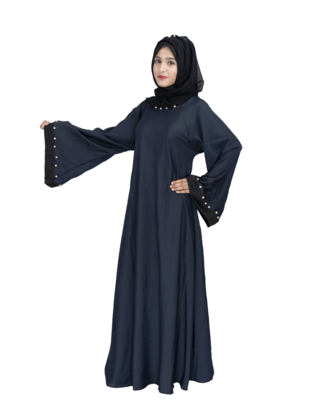 Blue plain art silk abaya 4