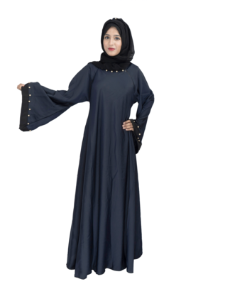 Blue plain art silk abaya 9