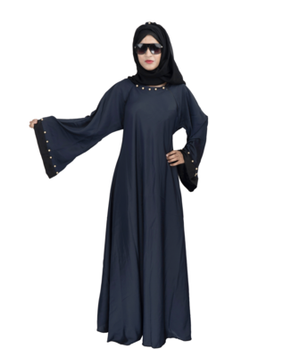 Blue plain art silk abaya 10