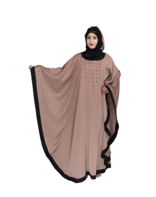 Beige brasso art silk abaya 2