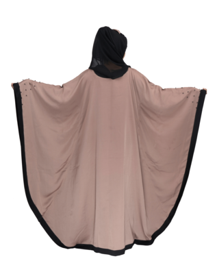 Beige brasso art silk abaya 5