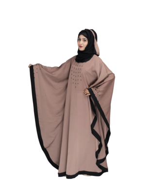 Beige brasso art silk abaya 7