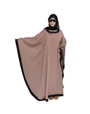 Beige brasso art silk abaya 8