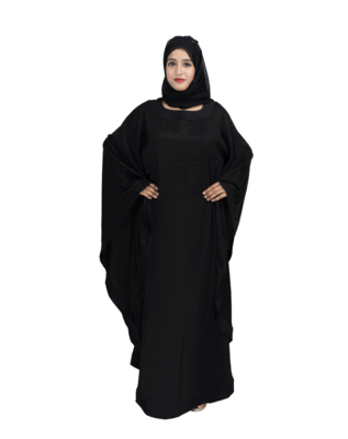 Black brasso art silk abaya 2