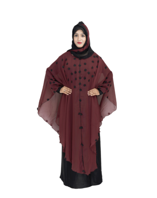 Maroon brasso art silk abaya 1