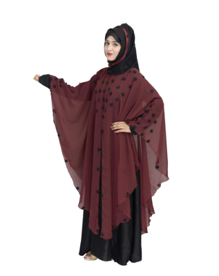 Maroon brasso art silk abaya 4