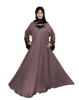 Beige plain art silk abaya 1