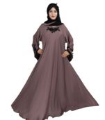 Beige plain art silk abaya