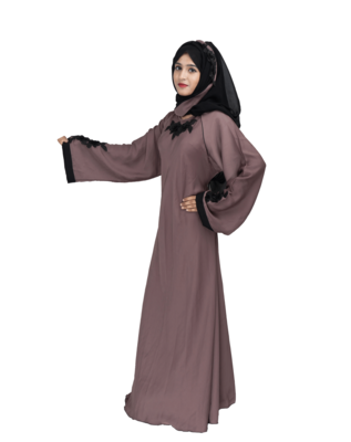 Beige plain art silk abaya 5