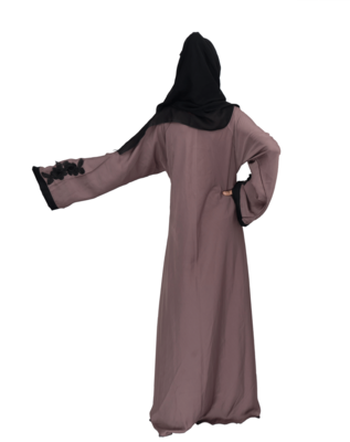 Beige plain art silk abaya 7