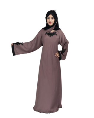 Beige plain art silk abaya 8
