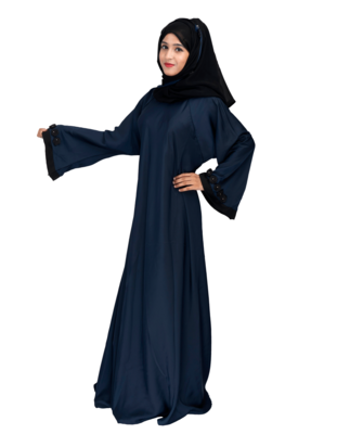 Blue plain art silk abaya 7