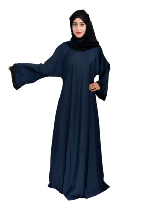 Blue plain art silk abaya 9