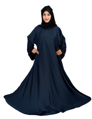 Blue plain art silk abaya 3