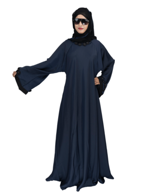 Blue plain art silk abaya 11