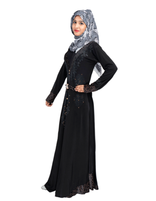 Black brasso polyester abaya 7