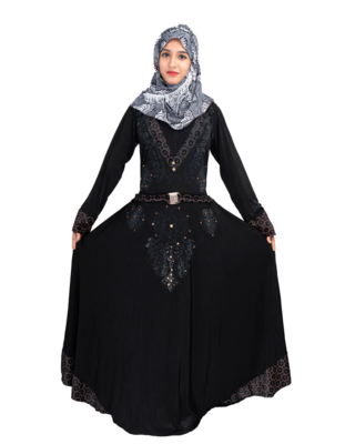 Black brasso polyester abaya 3