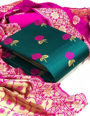  Rama Banarasi silk Unstitched dress material 1