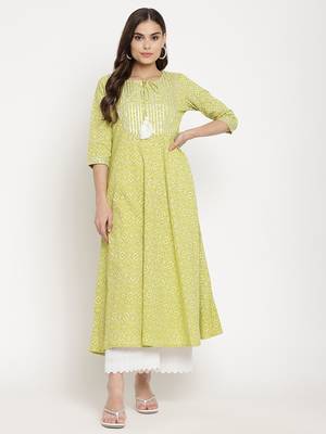 Green printed cotton maxi-dresses 1