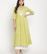 Green printed cotton maxi-dresses