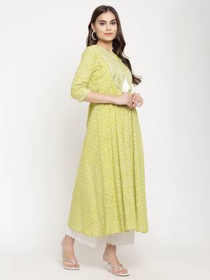 Green printed cotton maxi-dresses 2