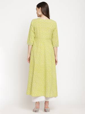 Green printed cotton maxi-dresses 3