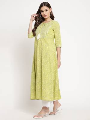 Green printed cotton maxi-dresses 4