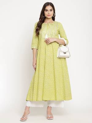 Green printed cotton maxi-dresses 5