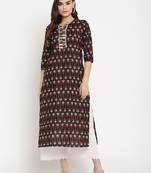 Black printed cotton cotton-kurtis