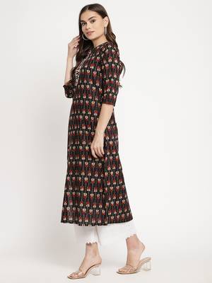 Black printed cotton cotton-kurtis 2