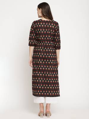 Black printed cotton cotton-kurtis 3