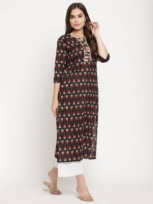 Black printed cotton cotton-kurtis 4