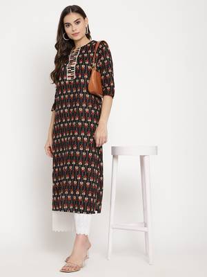 Black printed cotton cotton-kurtis 5