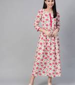 White printed cotton maxi-dresses