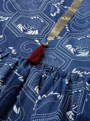 Blue printed cotton maxi-dresses 5