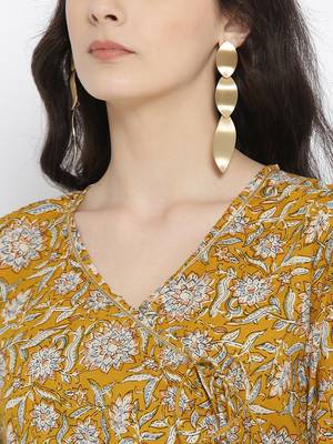 Mustard printed cotton maxi-dresses 2
