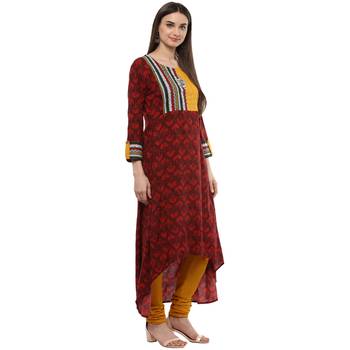Maroon printed viscose rayon maxi-dresses 4