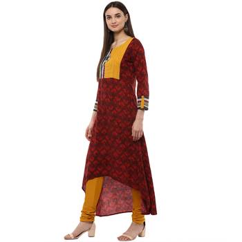 Maroon printed viscose rayon maxi-dresses 5