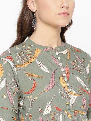 Green printed cotton maxi-dresses 2