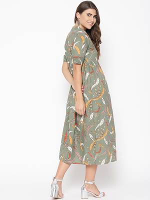 Green printed cotton maxi-dresses 4