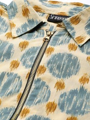 Beige printed cotton maxi-dresses 5