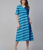 Blue printed cotton maxi-dresses
