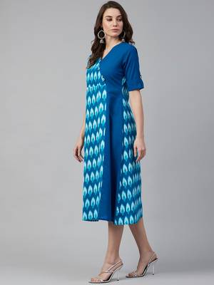 Blue printed cotton maxi-dresses 3