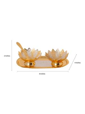 BK Creation Silver and Gold Plated Bowl Spoon with Plate// Gift 2