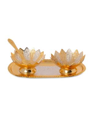 BK Creation Silver and Gold Plated Bowl Spoon with Plate// Gift 3